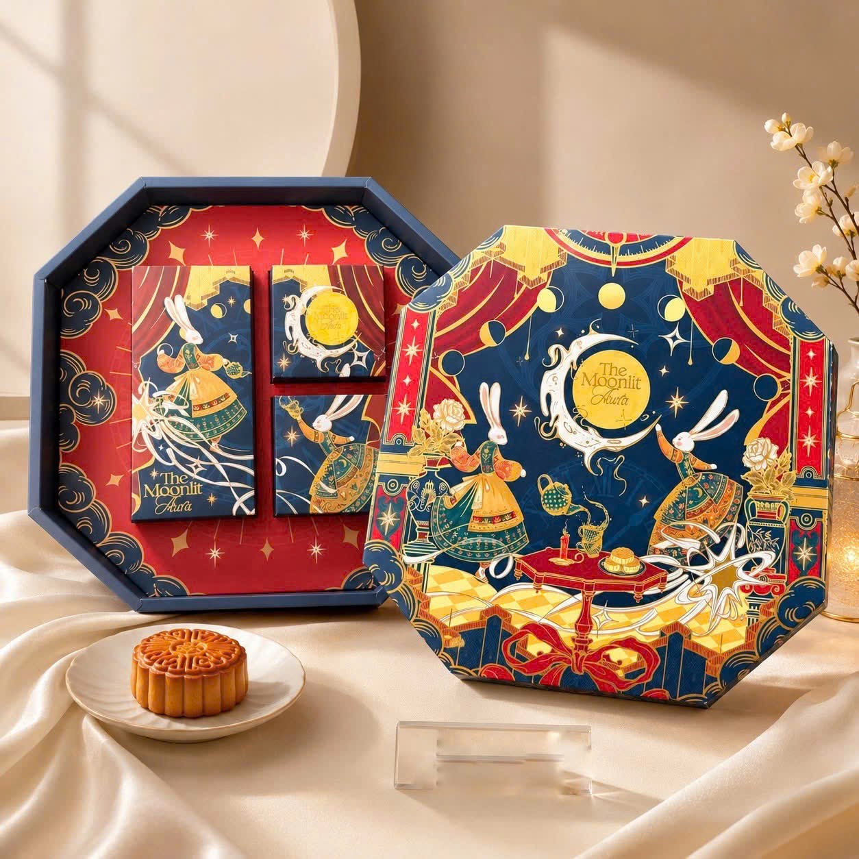 Mẫu hộp bánh Trung Thu cập nhật 2026 — Bát giác Thỏ quý tộc